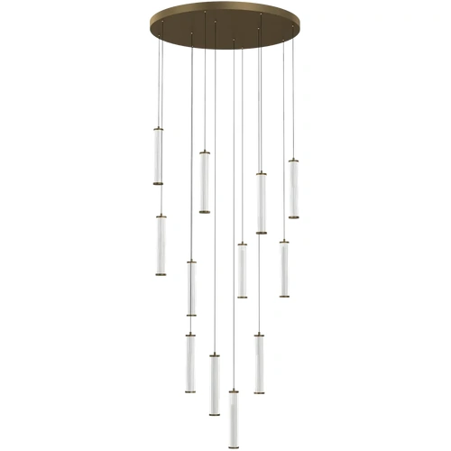 Charm - 12 Dropper LED Pendant black cord 120W TRI Colour Non-dimmable Brass IP20 Round base