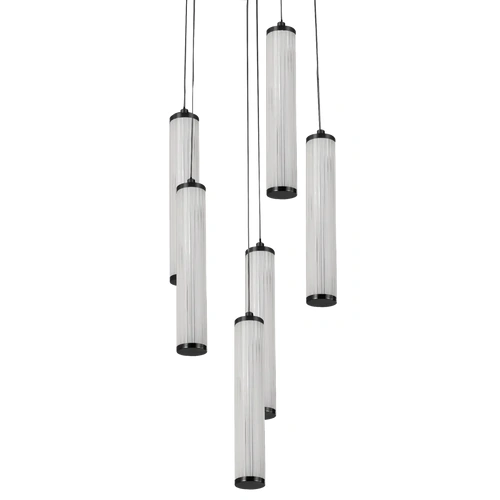 Charm - 6 Dropper LED Pendant black cord 60W TRI Colour Non-dimmable Black IP20 Round base