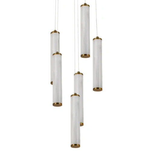 Charm - 6 Dropper LED Pendant black cord 60W TRI Colour Non-dimmable Brass IP20 Round base