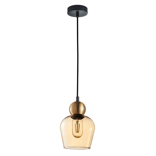 PENDANT ES 72W Bronze Amber Glass ELLIPSE OD145mm x H200mm