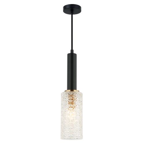 PENDANT SES Cut Glass Oblong w/ Matt Black/Brass OD90mm