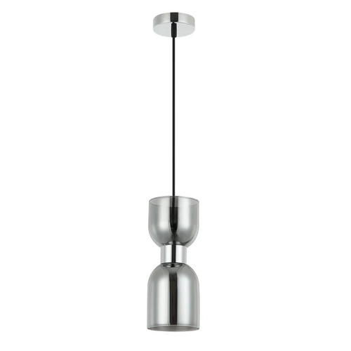 PENDANT ES Smokey Black 2 x Glass Ellipse w/Chrome OD120mm