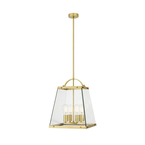 COLAIR 4 LIGHT SOLID BRASS PENDANT 4x25wE27max L:350H:450 BRASS / CLEAR