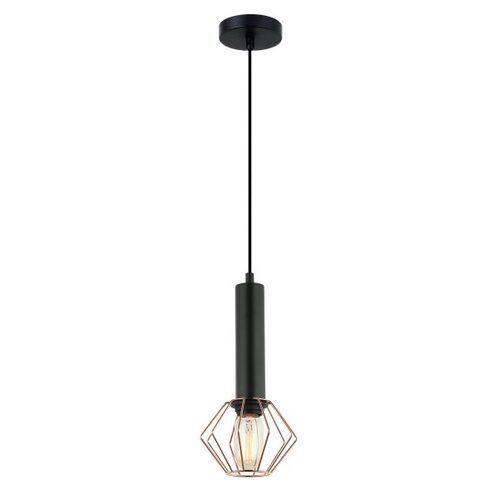 PENDANT ES Matt Blk with Copper Cage Diamond OD150mm