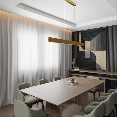 Couas 1500mm Linear LED Pendant Textured Aluminium 30W TRI Colour Non-dimmable Gold IP20