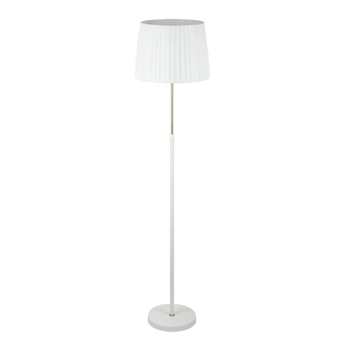 FLOOR ES WH SLANTED/PLEATED Shade OD360mm w/Ant Brass & WH Adjustable Rod & RND Base