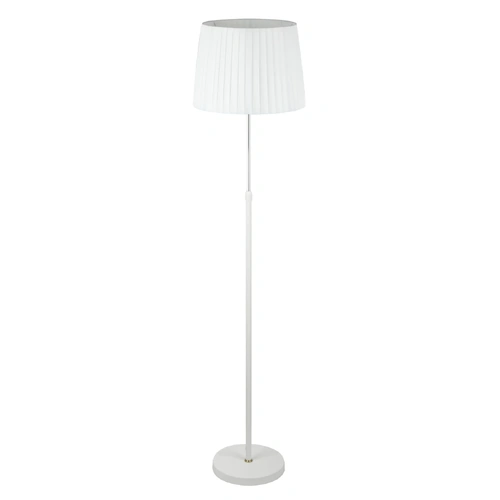 FLOOR ES WH SLANTED/PLEATED Shade OD360mm w/Chrome & WH Adjustable Rod & RND Base