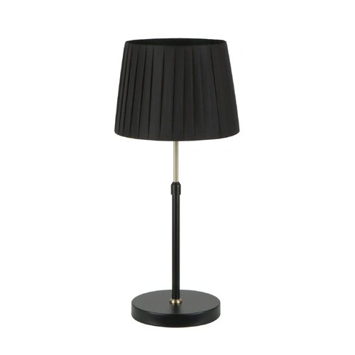 TABLE ES BLK SLANTED/PLEATED Shade OD250mm w/Ant Brass & BLK Adjustable Rod & RND Base