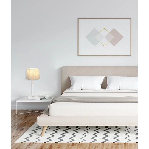 TABLE ES WH SLANTED/PLEATED Shade OD250mm w/Ant Brass & WH Adjustable Rod & RND Base