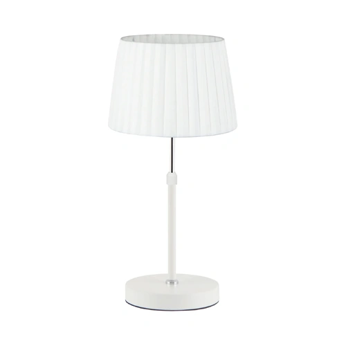 TABLE ES WH SLANTED/PLEATED Shade OD250mm w/Chrome & WHAdjustable Rod & RND Base