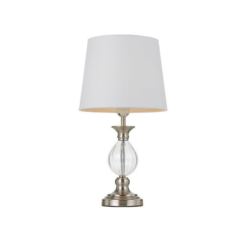 CREST TABLE LAMP 25wE27max D:250 H:480 NICKLE / WHITE