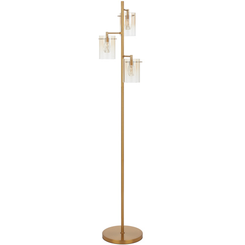 CREVIL 3LT  FLOOR LAMP 10wLED 4000K D340 H1580 NON-DIM 625Lm ANTIQUE GOLD / AMBER