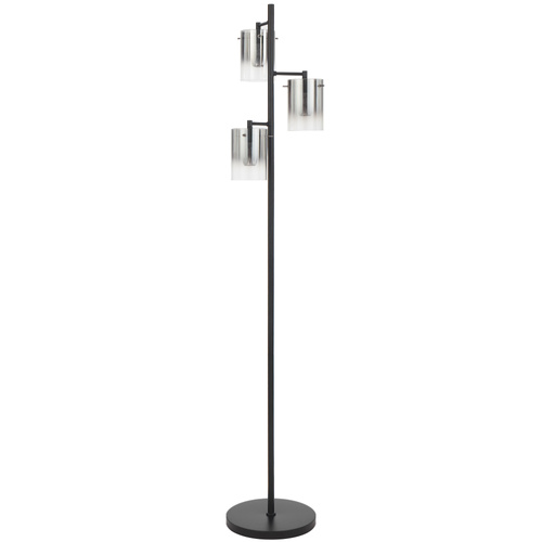 CREVIL 3LT  FLOOR LAMP 10wLED 4000K D340 H1580 NON-DIM 625Lm BLACK / SMOKE