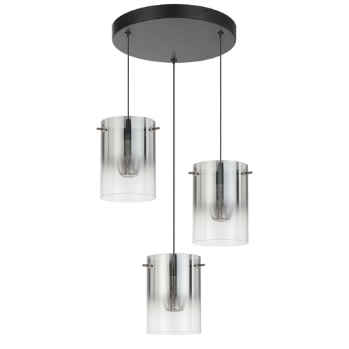CREVIL 3LT PENDANT 12wLED 4000K cab.3M PLUG 655Lm D340 H157 BLACK / SMOKE