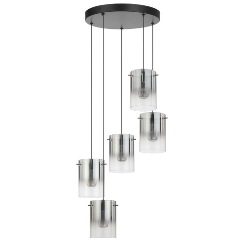CREVIL 5LT PENDANT 16wLED 4000K cab.3M PLUG 845Lm D390 H157 BLACK / SMOKE