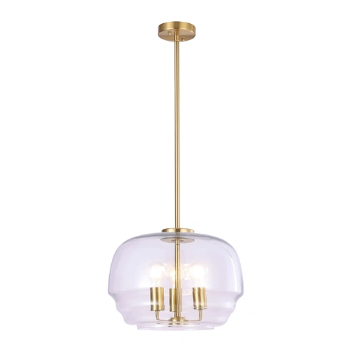 PENDANT 3 x ES Clear Glass Shade w/Brass Hardware Wine Glass OD400mm