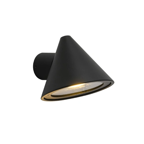 WALL S/M GU10 CONE Matt Black Alum & Glass Diff IP65