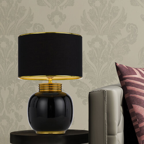 DAVILA TABLE LAMP 25wE27max H:425 D:285 BLACK/BLACK/GOLD TRIM