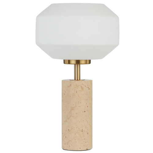 DEANA TABLE LAMP 25wE27max D:220 H:380 INLINE TRAVERTINE/ OPAL MATT/ANT GOLD