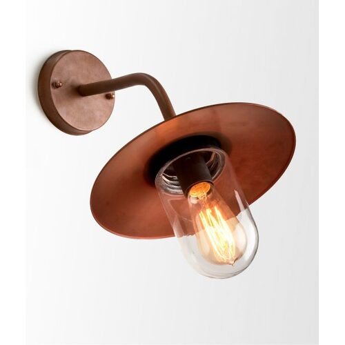WALL S/M ES Sun Hat Aged Cop IP54 Clr Glass Diff
