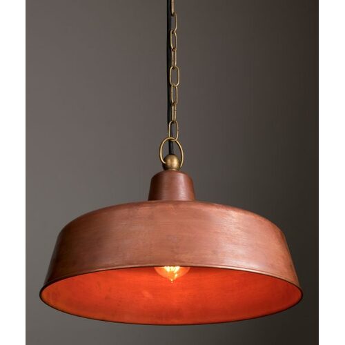 PENDANT ES Aged Copper ANGLED DOME IP23 OD400mm x H175mm