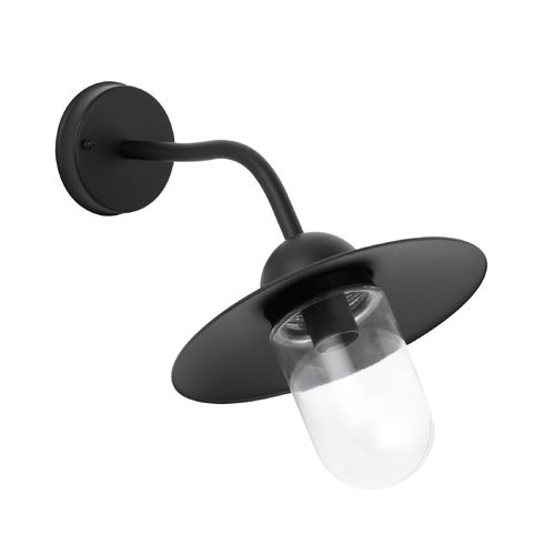 WALL S/M ES Sun Hat MATT BLK CLR IP54 Glass Diff