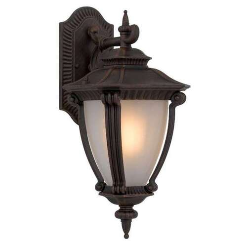 DELFINO EXTERIOR WALL BRACKET 25wE27max P:240 H:405 W:180 - IP44 BRONZE / FROST GLASS