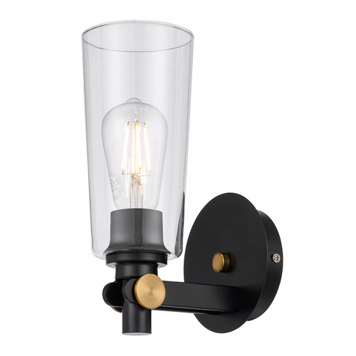 DELMAR WALL LAMP 25wE27max D:125 H:270 P:170 BLACK / ANT.GOLD / CLEAR
