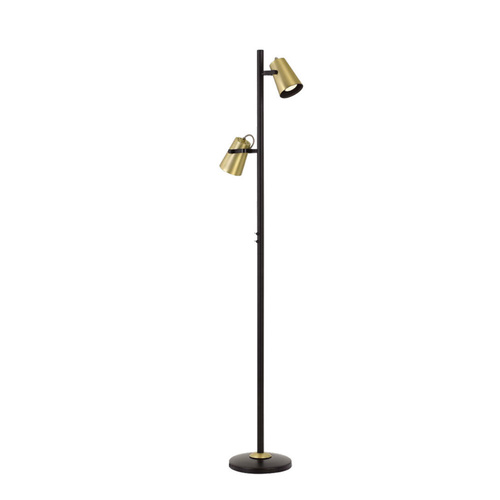 DENY FLOOR LAMP 2x6wGU10max D:90 H:1500 DLB SWITCH ON POLE - BLACK/ BRASS MATT