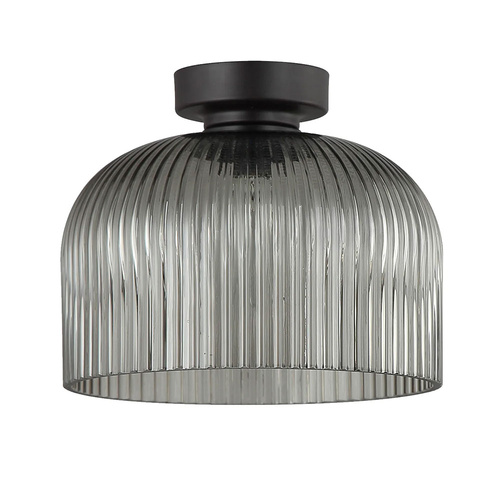 DIY Batten Fitting VINTAJ Smokey BLK Glass Shade Dome OD200mm