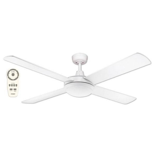 Lifestyle DC Motor 1320mm 4 Blade Ceiling Fan & 24w Tricolour LED Light with Remote Control White