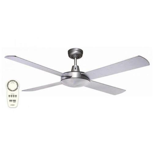 Lifestyle DC Motor 1320mm 4 Blade Ceiling Fan Only with Remote Control Brushed Aluminium
