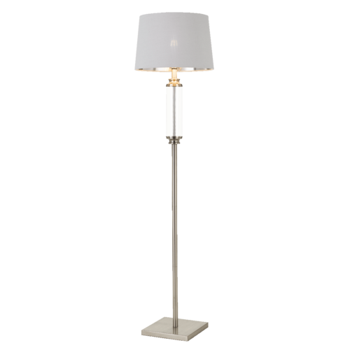 DORCEL FLOOR LAMP 25wE27max D:330 H:1550 cable2.0 FOOT SWT NICKEL/CLEAR+WHITE/SILVER