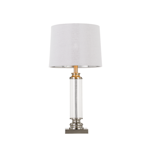 DORCEL TABLE LAMP 25wE27max D:300 H:650 cable2.0 line swt NICKEL/CLEAR+WHITE/SILVER