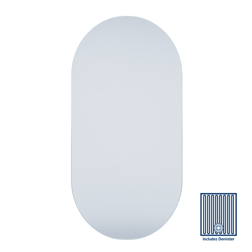 Duke Polished Edge Pill Mirror 500x1000mm Glue-to-Wall and Demister