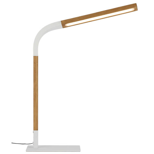 DUMAS TABLE LAMP  7wLED 400Lm L:380 W:130 H:630 INLINE SWTCH 3000K WHITE MATT/ASH TIMBER