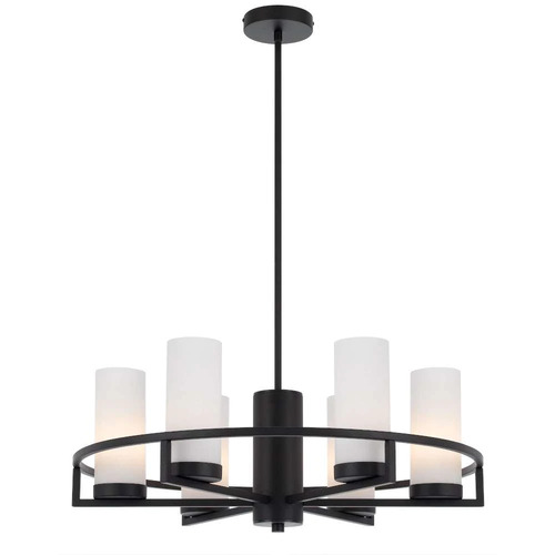 EAMON 6LTS PENDANT 6x25wE14max D650 H242 GLASS:80 BLACK / OPAL MATT  ROD:1.5m