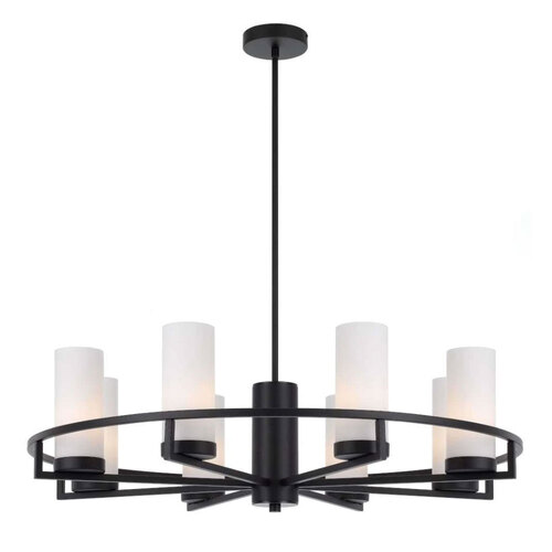 EAMON 8LTS PENDANT 8x25wE14max D850 H242 GLASS:80 BLACK / OPAL MATT  ROD:1.5m