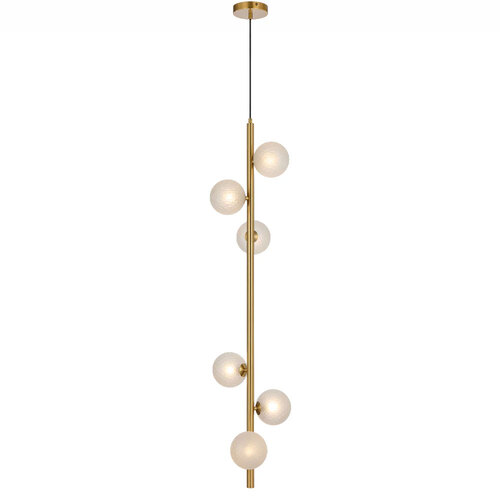 ELSON 6 LT PENDANT 6x6wG9max KIT L1200 W265 H265  TEX 2m ANT GOLD/ FROST TEAR PATTERN