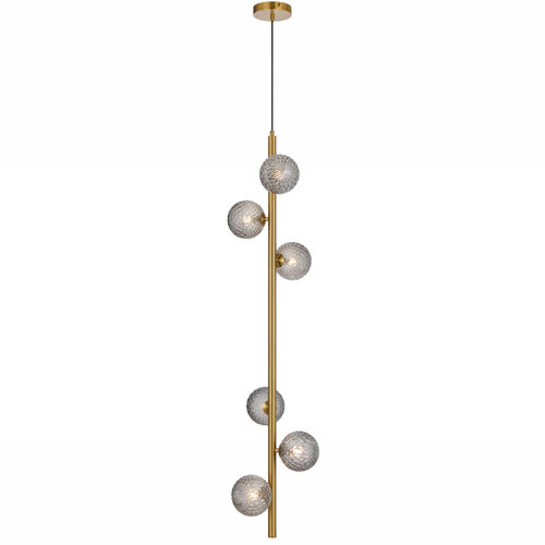 ELSON 6 LT PENDANT 6x6wG9max KIT L1200 W265 H265  TEX 2m ANT GOLD/ SMOKE TEAR PATTERN