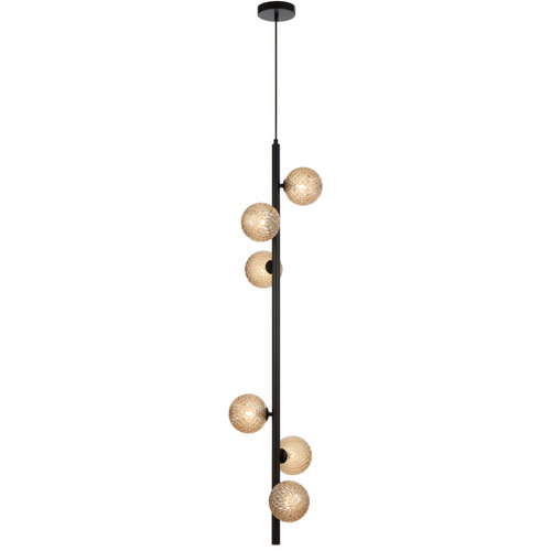ELSON 6 LT PENDANT 6x6wG9max KIT L1200 W265 H265  TEX 2m BLACK/ AMBER TEAR PATTERN