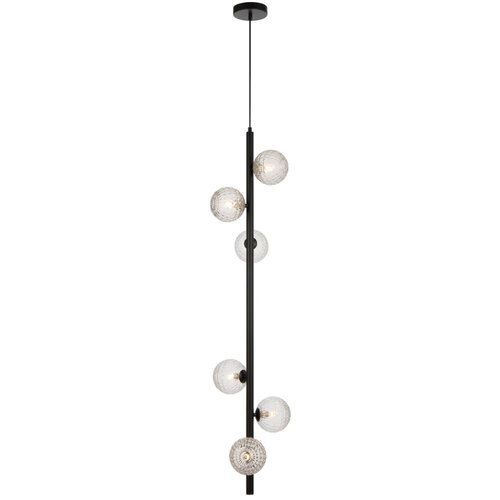 ELSON 6 LT PENDANT 6x6wG9max KIT L1200 W265 H265  TEX 2m BLACK/ CLEAR PRISM PATTERN