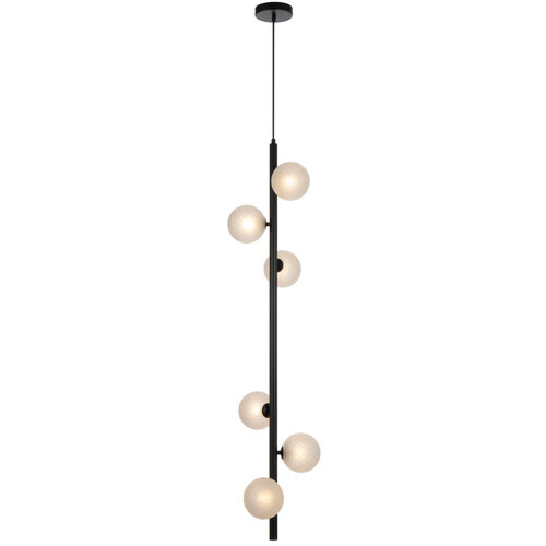 ELSON 6 LT PENDANT 6x6wG9max KIT L1200 W265 H265  TEX 2m BLACK/ FROST TEAR PATTERN