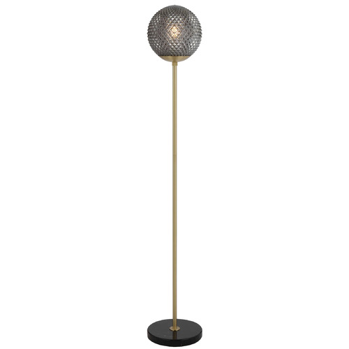 ELWICK FLOOR LAMP 25wE27max D:250 H:154 foot swtch BLACK MARBLE/SMOKE GLASS
