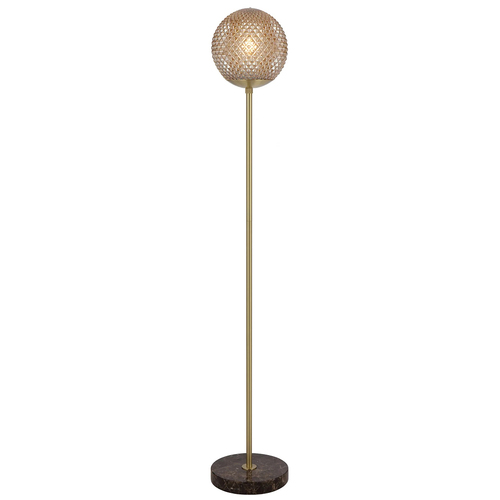 ELWICK FLOOR LAMP 25wE27max D:250 H:154 foot swtch CHOC MARBLE/AMBER GLASS