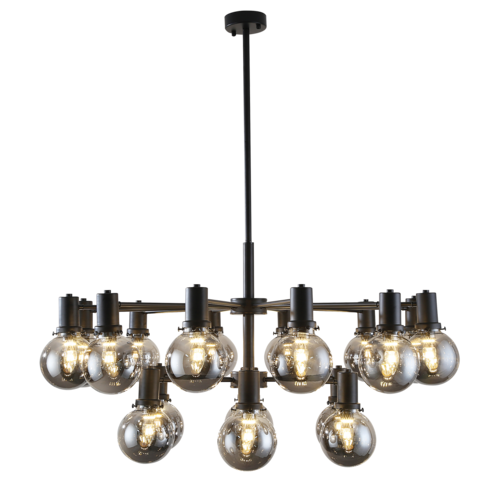 ESCODA 18LT PENDANT 18x25wE14max D:880 H:700 GOLD MATT/AMBER ROD:2x600 1x300