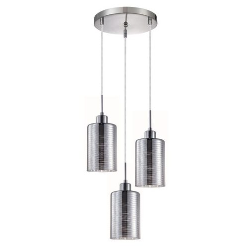 PENDANT ES x 3 72W Chrome Glass Oblong RND Base