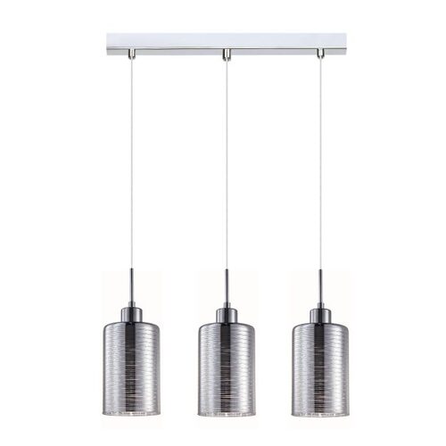 PENDANT ES x 3 72W Chrome Glass Oblong Sq Base