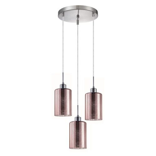 PENDANT ES x 3 72W Rose Gold Glass Oblong RND Base