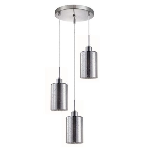 PENDANT ES x 3 72W Chrome Glass with Dotted Effect RND Base